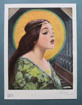 Kunst Druck K von Mastelski 1900-1905 Heilige Cäcilia